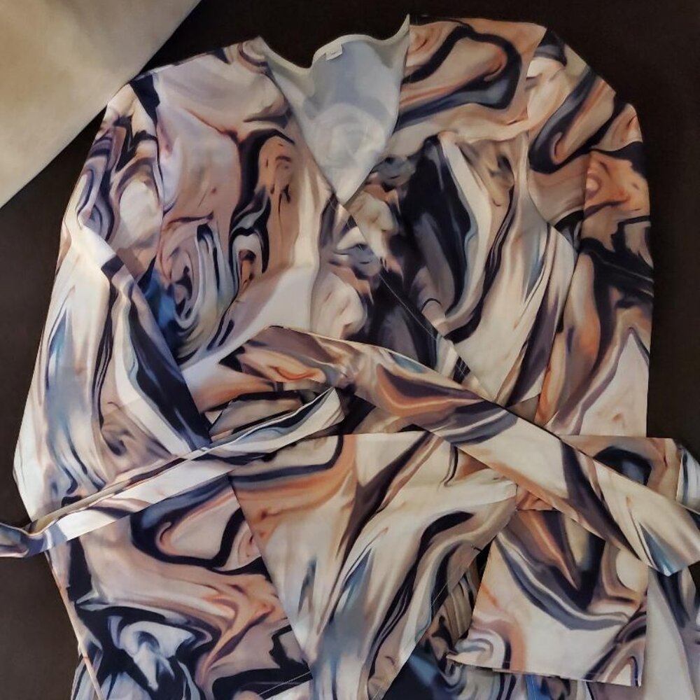 Light Brown Multicolor Blouse w/ Tie